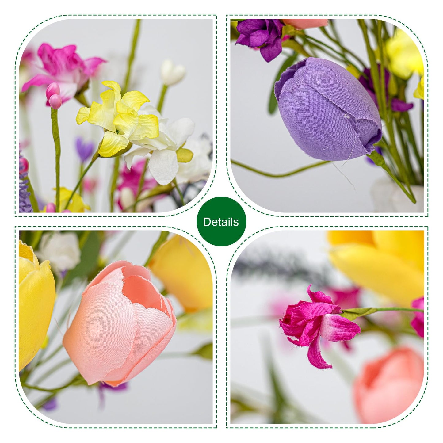 Artificial Spring Flowers 12 Pack Spring Flower Stems 17 Inch Floral Picks with Pink Yellow Purple Tulips Wildflowers for Centerpieces Vases Floral Arrangements Summer Easter Decor