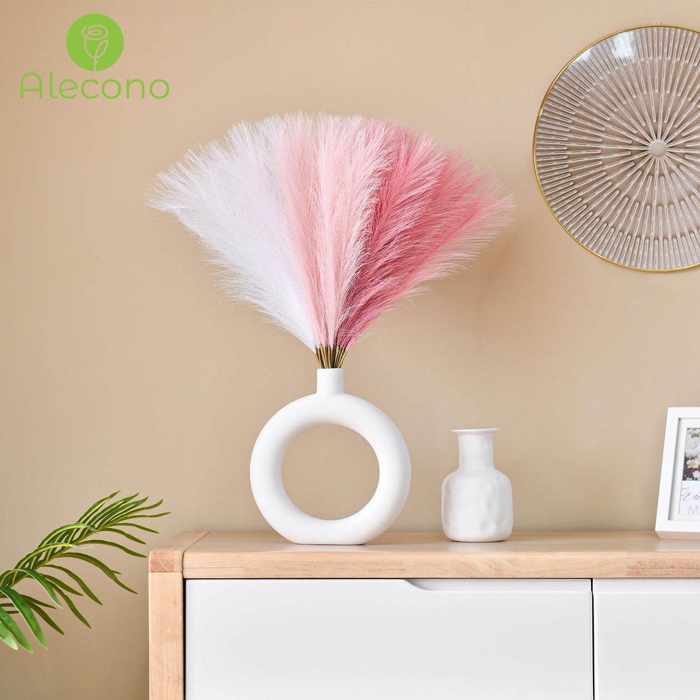 Alecono 𝟯𝟬𝙋𝙘𝙨 Pampas Grass 17in, Pink Pampas Grass Decor for Home Decoration, Faux Pampas Grass Wall Decor for Wedding Centerpieces Party Decorations(Blush, Cream, Pink)