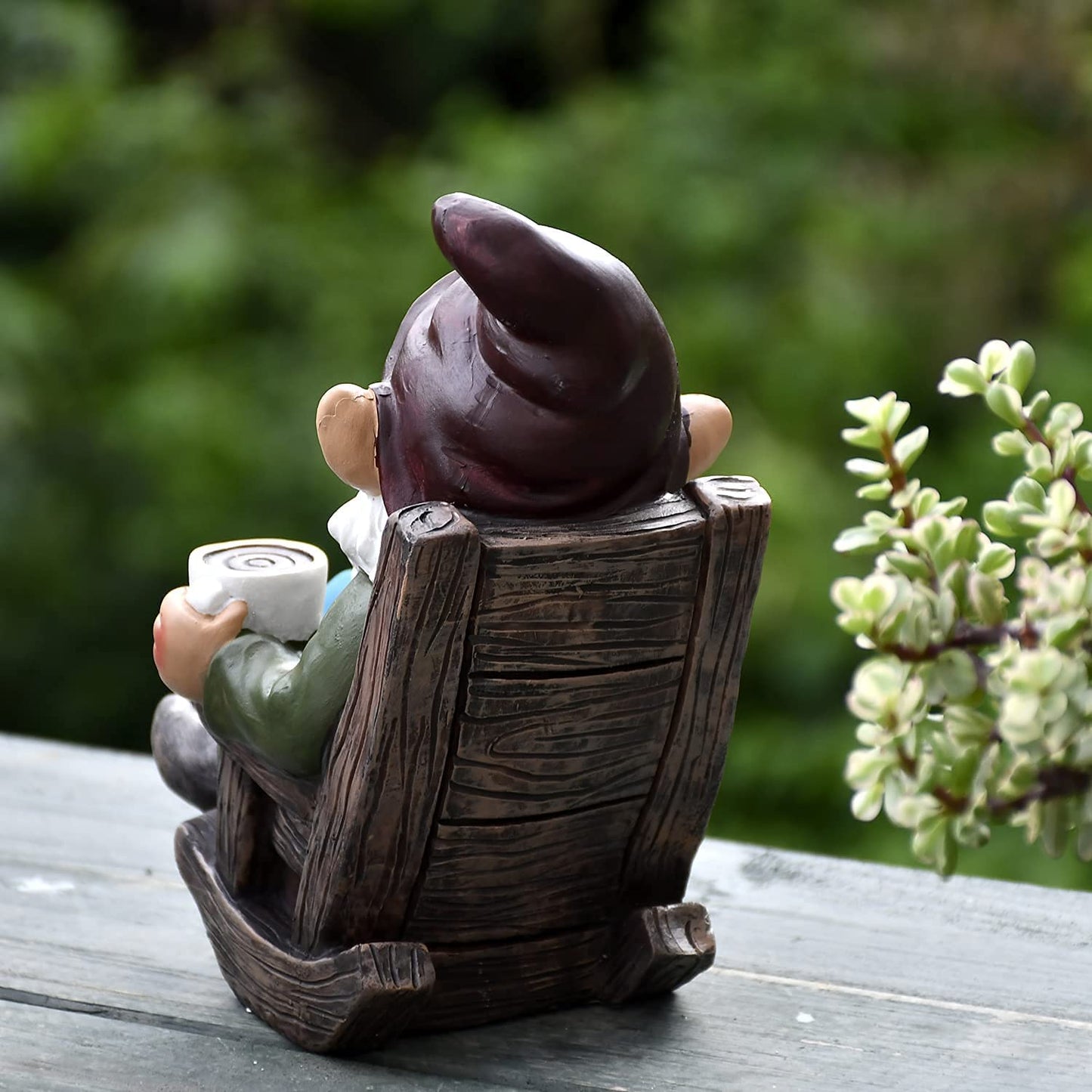 Gnome Statue for Garden, Drinking Gnome Figurine Ornament for Outdoor Patio Yard Lawn Decor 7" - Coffee