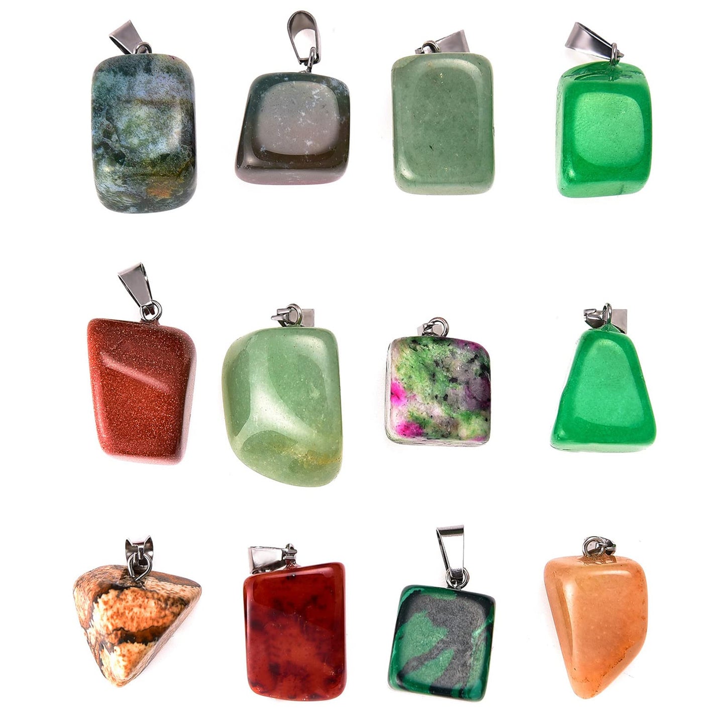 50 Pieces Mixed Stone Beads Crystal Stone Pendants Quartz Charms with Storage Bag for Jewelry Making (Irregular Style)