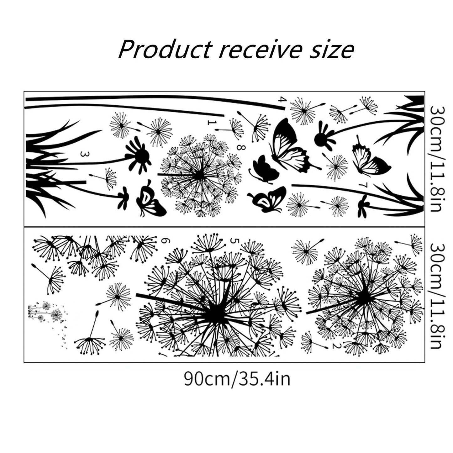 Arawat 2 Set Dandelion Wall Decals Flower Stickers Murals Butterflies Wall Decor for Bedroom Office Bathroom Living Room Floral Wall Decals Removable Wall Art Decoration Peel and Stick Room Wall Decor