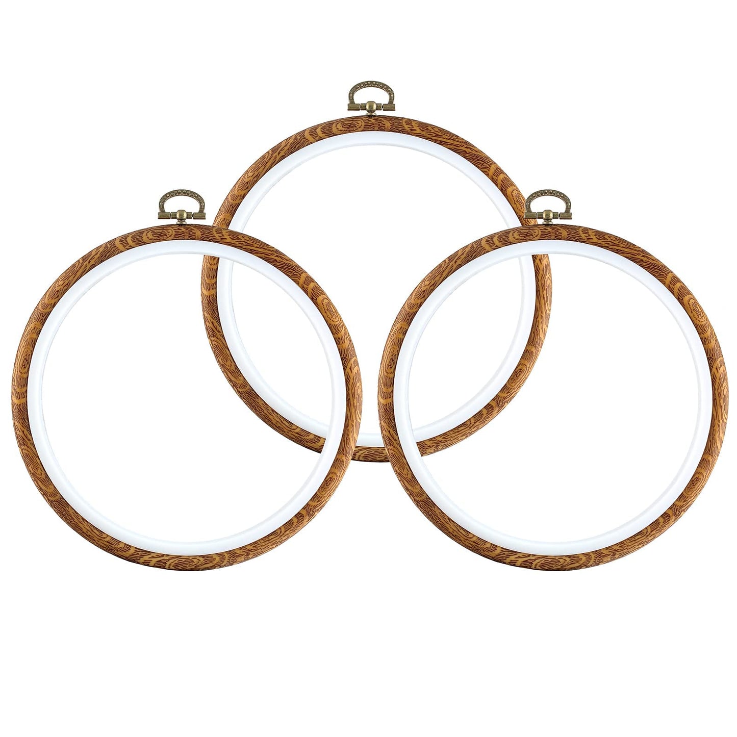 3 Pieces 6.7 Inch Embroidery Hoop Set Imitated Wood Display Frame Embroidery Hoops Circle Cross Stitch Hoop Ring for Art Craft Sewing and Hanging Ornaments Decor