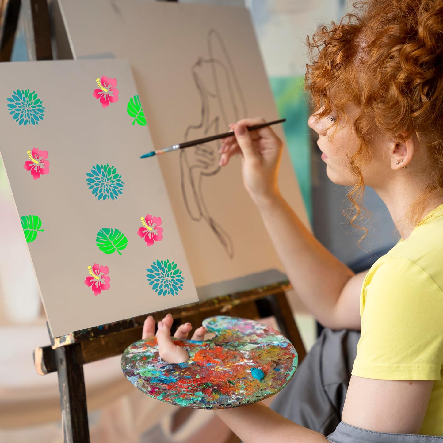 36 Pcs 3 Inch Flower Stencils, Small Stencils for Crafts, Reusable Paint Template for Wall, Butterfly & Bird Stencil for Painting Home Decor Art Projects