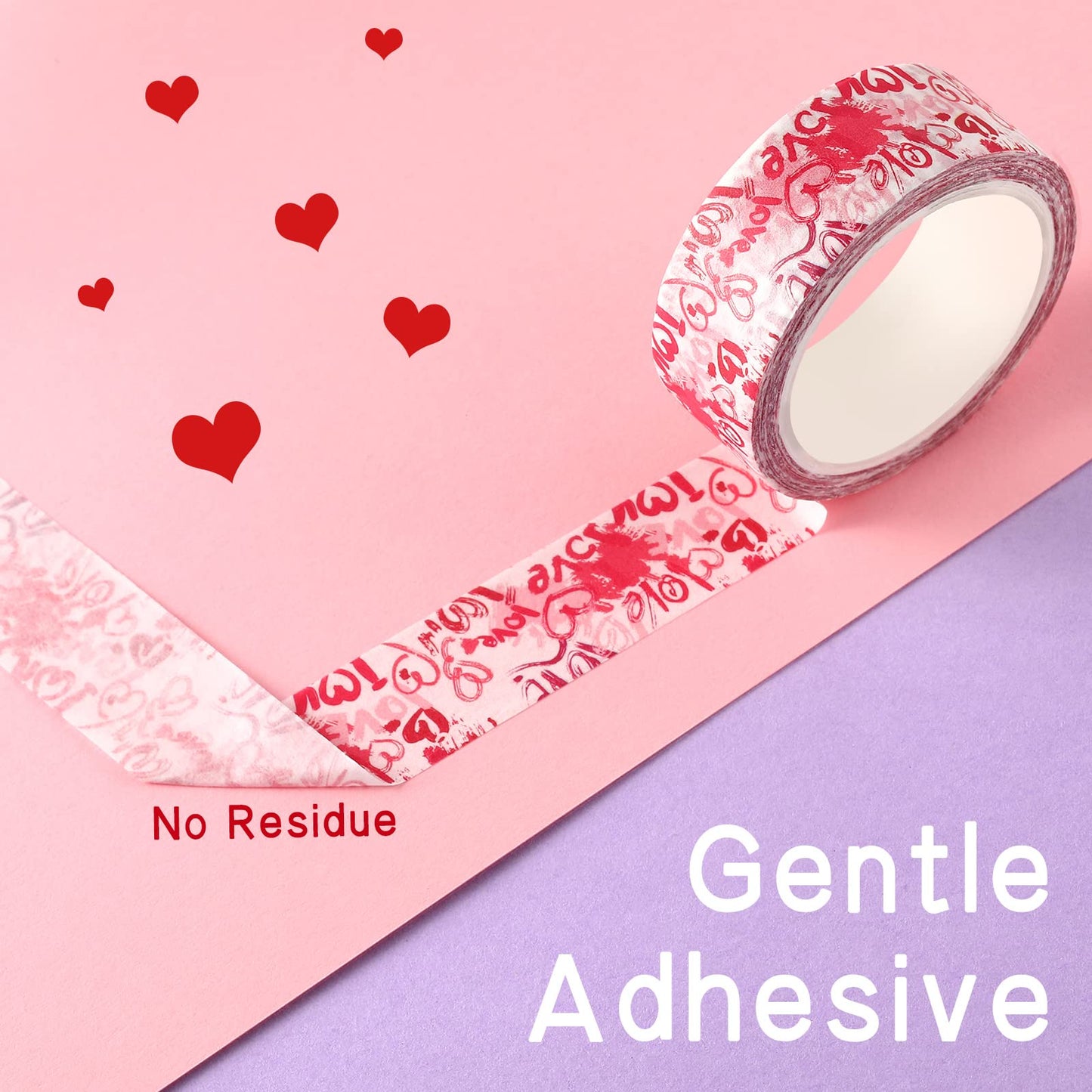 6 Rolls Valentine Day Washi Tapes Valentine Stickers for Sweet Color Cute Stickers for Crafts Love Heart Labels for Wedding(Love Style)