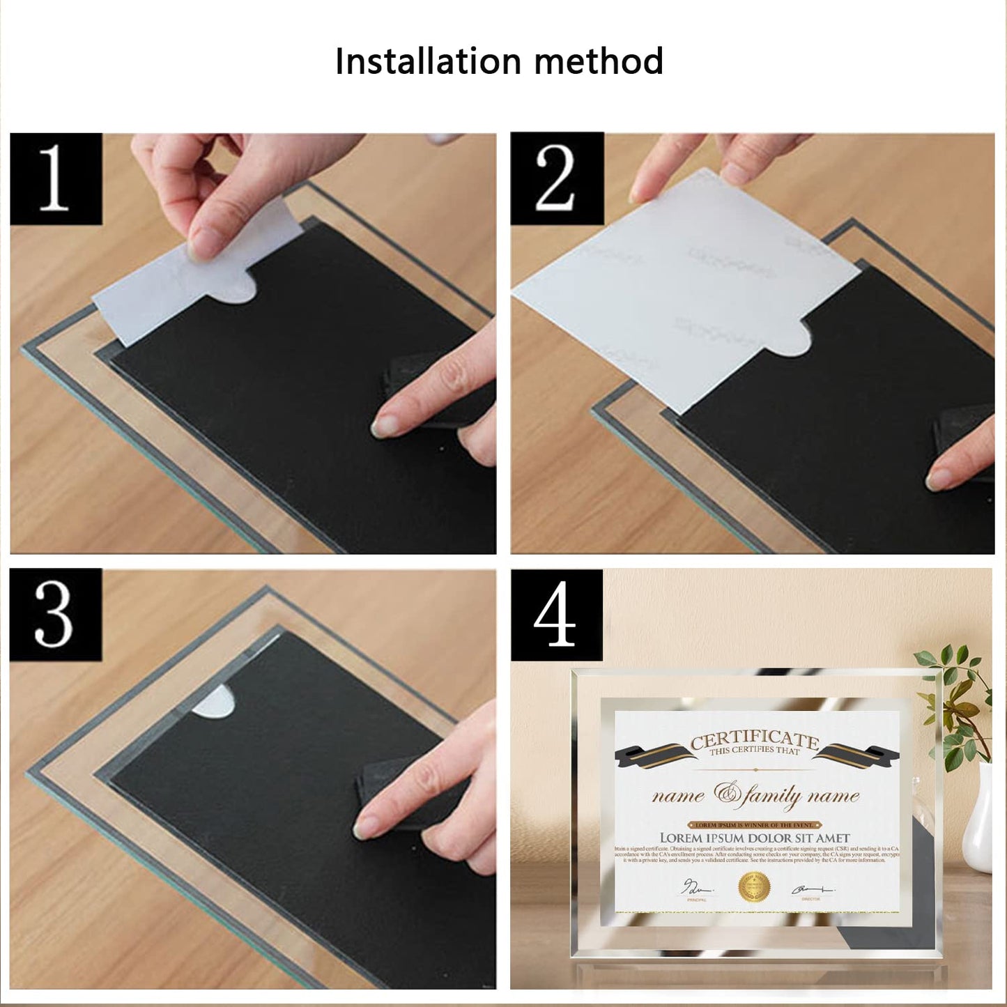 LUCKYLIFE 8.5x11 Picture Frame Glass Certificate Document Frame for Tabletop Display, 1 Pack