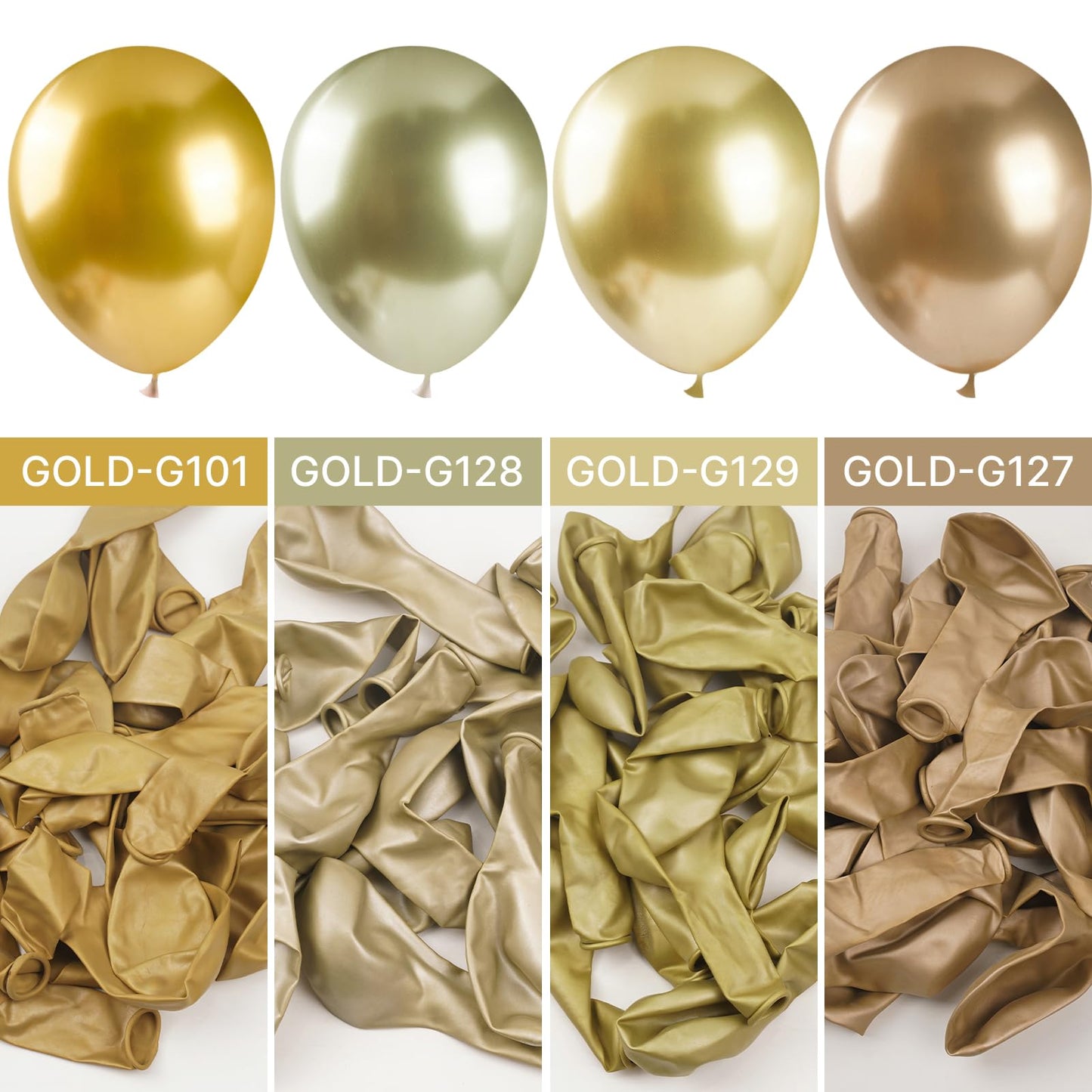 PartyWoo Metallic Gold Balloons, 140 pcs Gold Metallic Balloons Different Sizes Pack of 18 Inch 12 Inch 10 Inch 5 Inch Gold Balloons for Balloon Garland or Balloon Arch as Party Decorations, Gold-G101