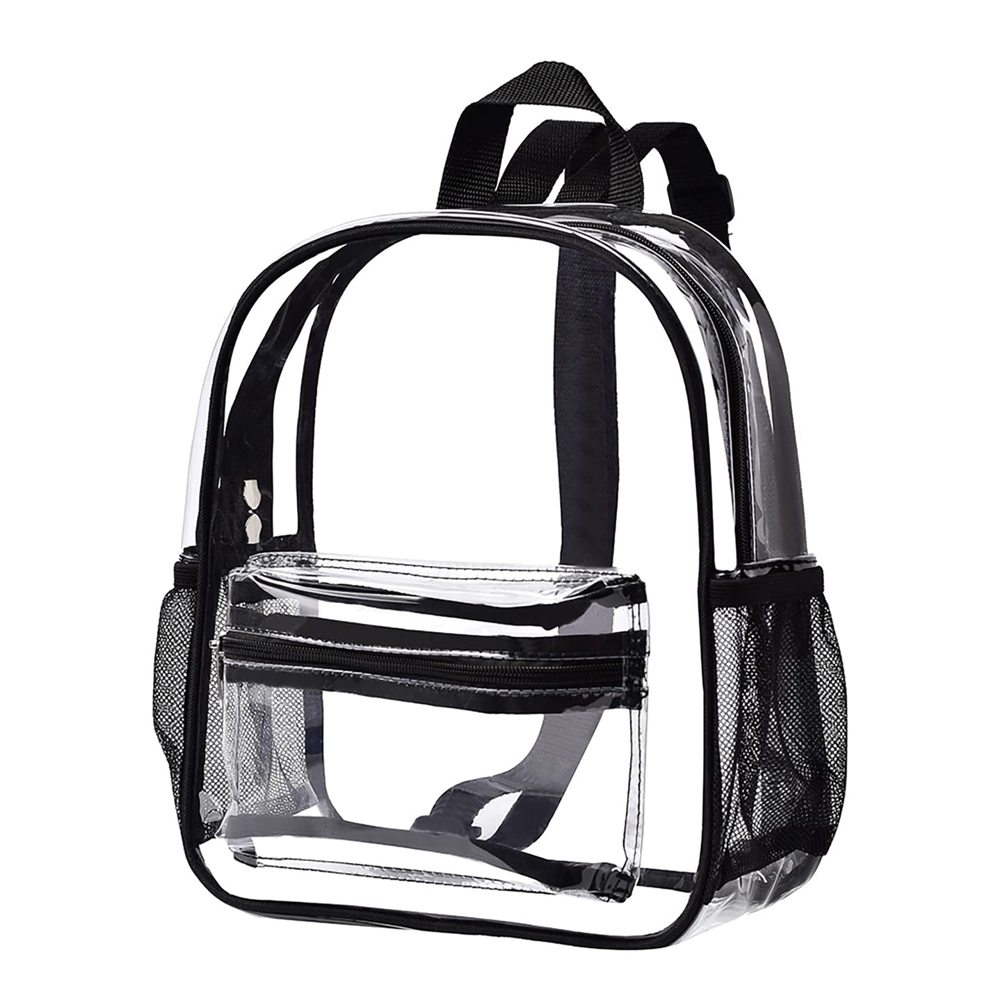 MAY TREE Clear Backpack for Stadium Events, 12x11x4.5 Inch Small Clear Backpack for Concert Festival Sports Outdoor - Black