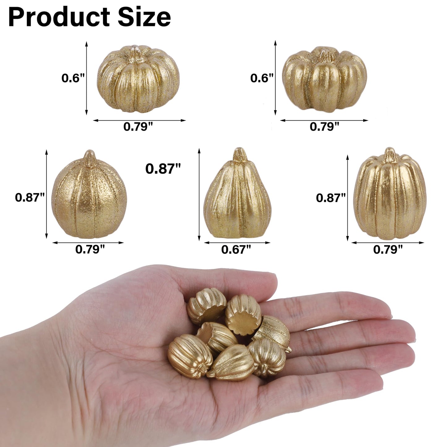 Mini Pumpkins Fall Decorations- 80 Pack Small Fake Pumpkins for Decorating, Thanksgiving Table Centerpieces, Autumn Harvest Home Office Decor, DIY Crafts, Vase Bowls Basket & Fillers (Gold)