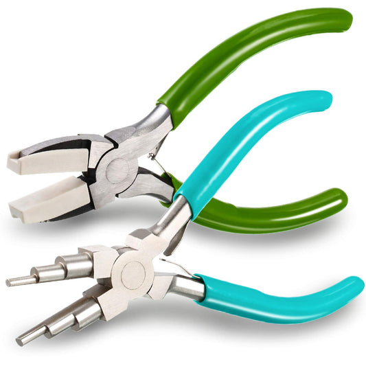 2 Pieces Jewelry Making Tool Bail Making Pliers 6 in 1 Jewelry Pliers Wire Bending Pliers for Beading Looping Shaping Wire DIY Crafts