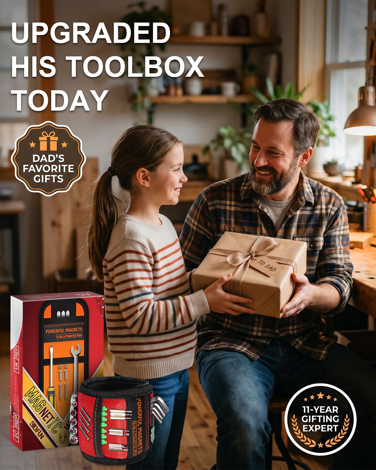 Father Day Gifts from Daughter Wife Son Magnetic Wristband: Men Tool Gifts for Men Him Belt Magnet Wrist for Holding Screws Nails Cool Gadgets Ideas Grandpa Father Day Gifts for Husband Dad Papa