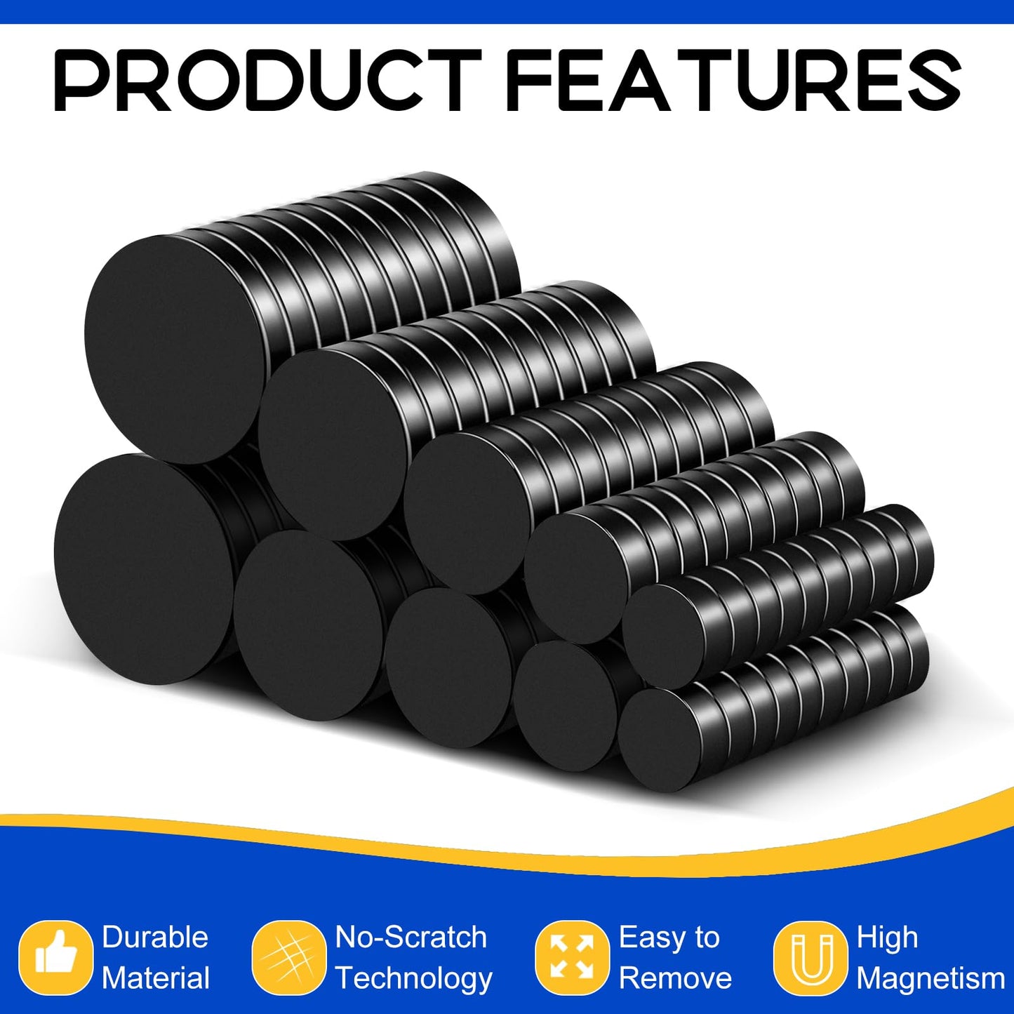 VSKIZ 50Pcs Small Magnets, 5 Different Size Tiny Rare Earth Magnets Strong Circle Magnets for Refrigerator Mini Office Magnet for Dry Erase Board, Crafts, DIY, Kitchen Cabinet