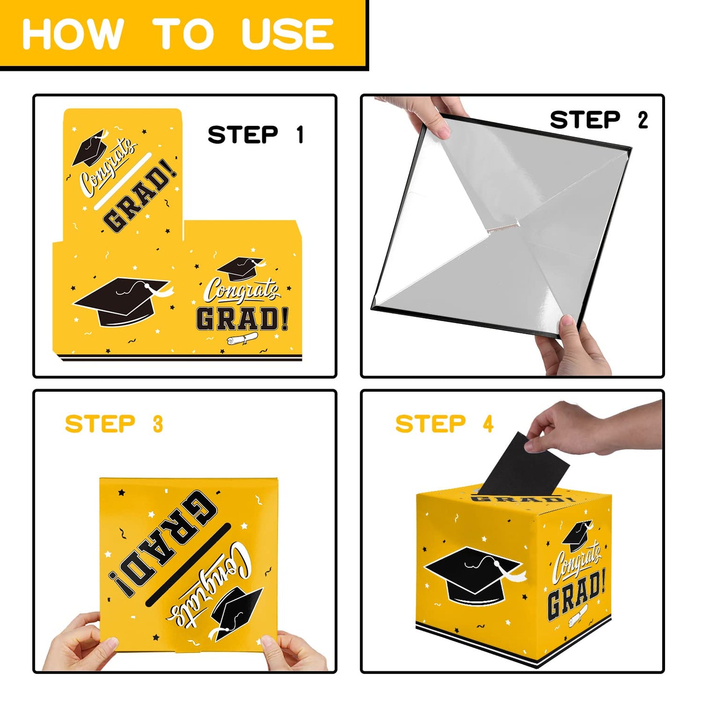 Gatherfun Graduation Decorations - Graduation Card Box, Party Favors, Yellow