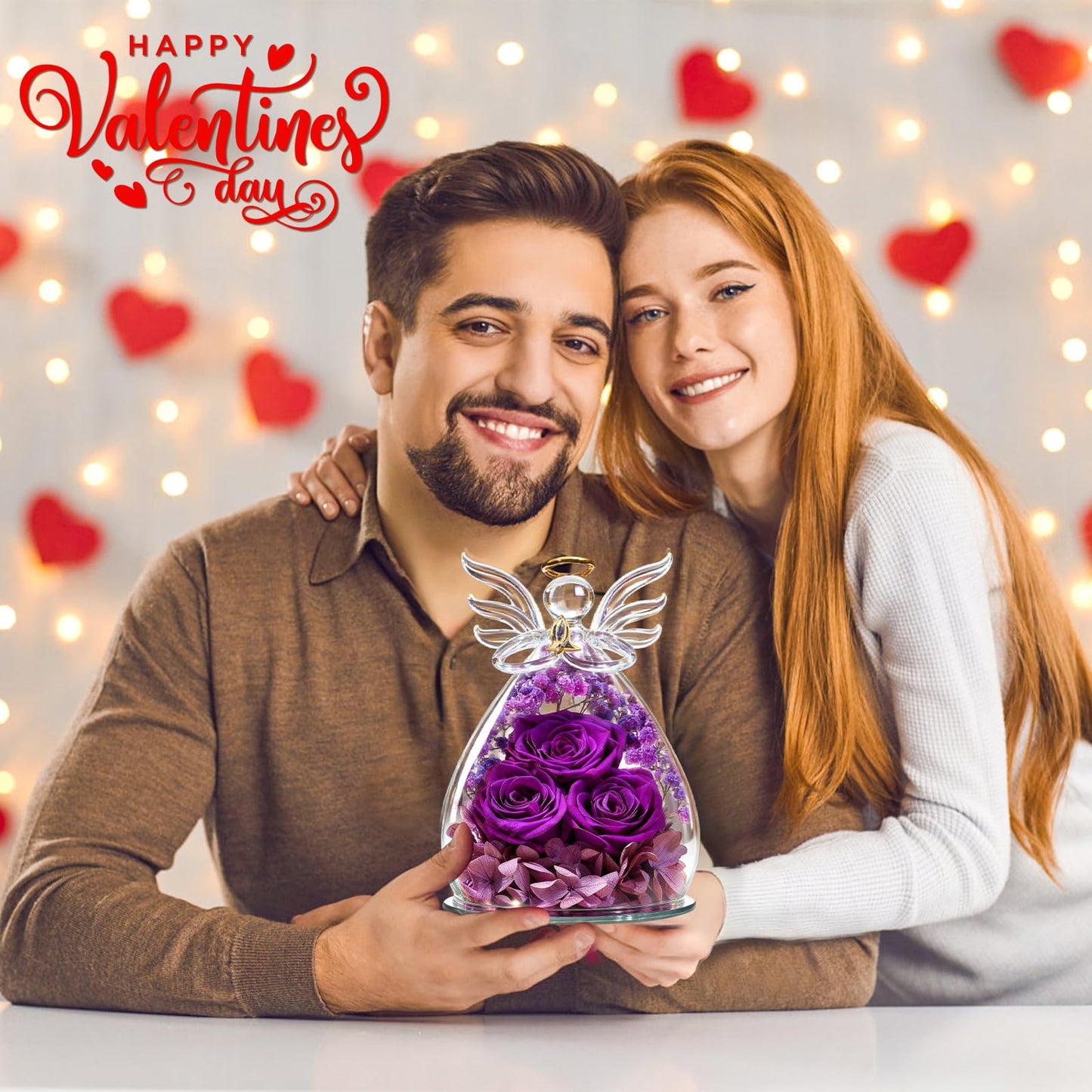 Beferr Mothers Day Mom Birthday Gifts for Women, Fresh Flowers for Delivery Forever Preserved Rose in Glass Angel Figurine, Anniversary Christian Real Rose for Grandma Nana Wife Mum from Daughter Son