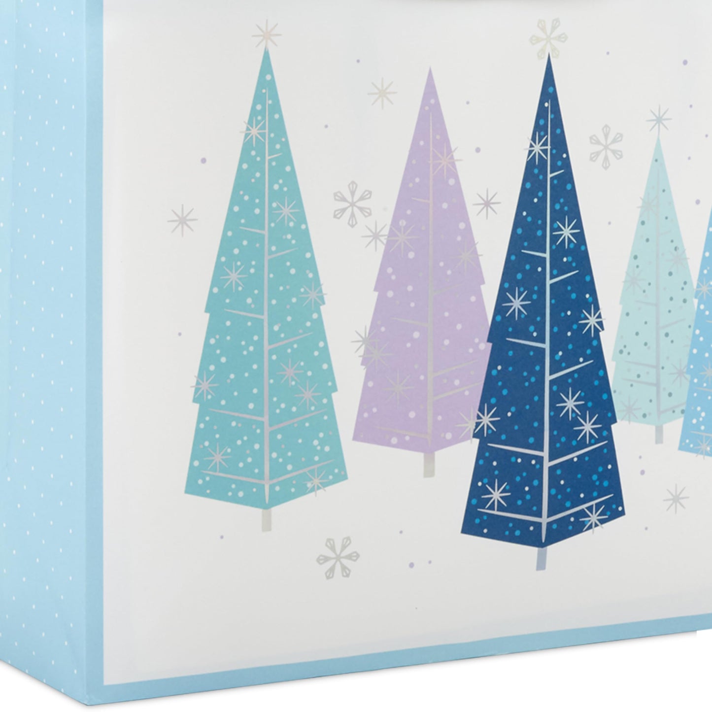 13" Large Gift Bag Bundle (3 Bags: 2 Vertical, 1 Horizontal) Watercolor Winter Wreath, Trees, Joy in Lavender, Sage Green, Light Blue, Silver