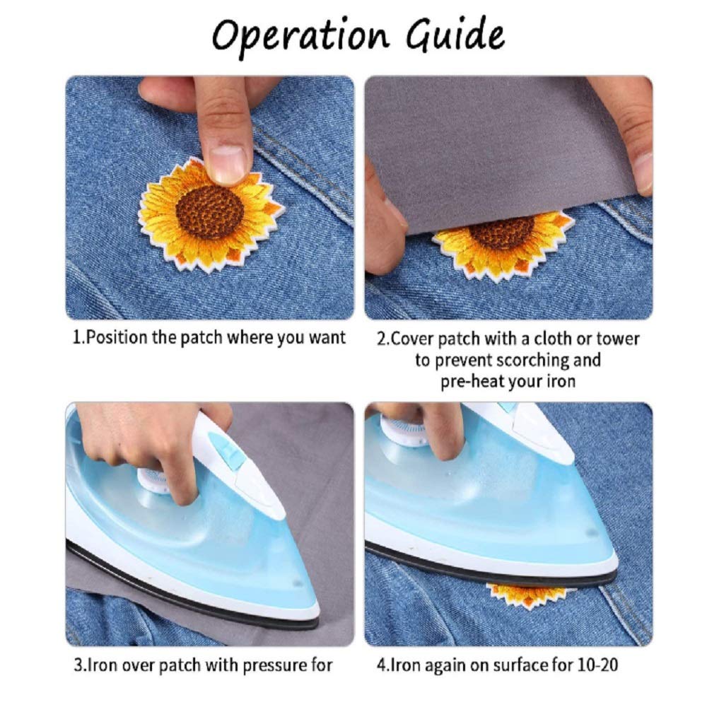 17pcs Sunflower Daisy Flower Patch, Sew/Iron on Embroidered Appliques DIY Craft Patches for Clothes Backpacks Hats Jeans Jackets