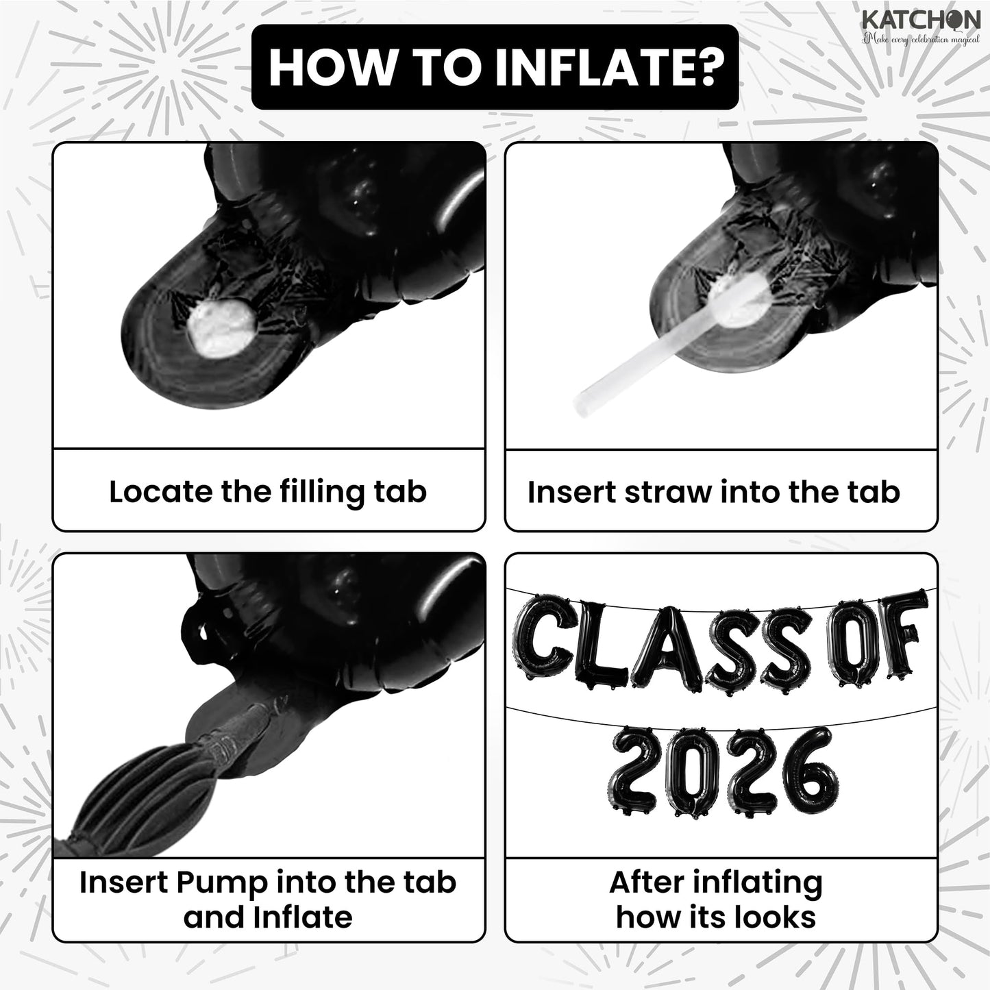 KatchOn, Black Class of 2026 Balloons - 16 Inch | Graduation Balloons Banners | Black Graduation Decorations 2026 | Class of 2026 Banner for Class of 2026 Decorations, Graduation Party Decorations