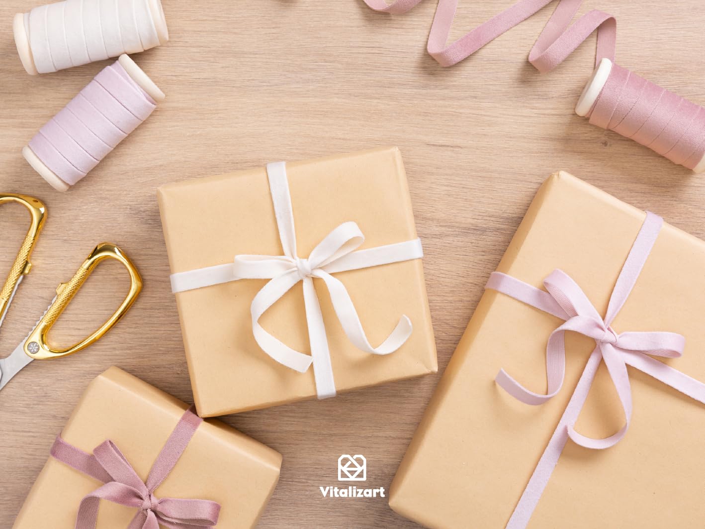 Vitalizart Velvet Ribbon Pink White Set 3/8" x 15Yd Wooden Spool Fabric Trim Eco-Friendly 3 Rolls * 5Yd for Christmas Wreath Decoration Handmade Craft Ornaments Gift Wrapping & Bow Making