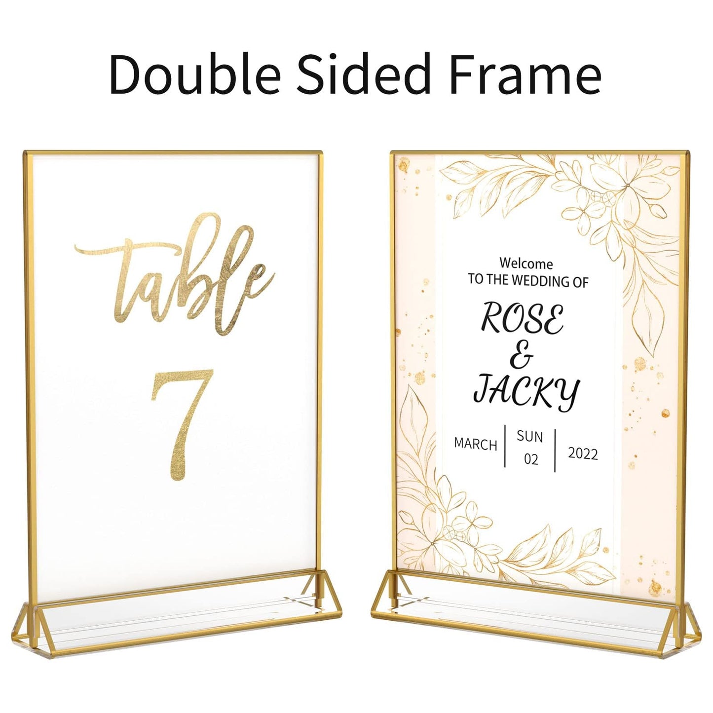 NIUBEE 6Pack 8.5 x 11 Acrylic Sign Holder with Gold Frames and Vertical Stand, Ideal for Display Wedding Table Numbers, Double Sided Picture, Clear Photos, Menu Holders