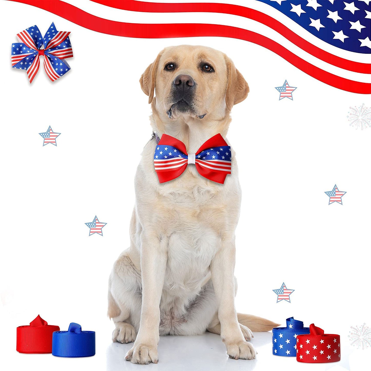 4th of July Decorations Ribbon - Red White and Blue Ribbon Decorations 4th of July Ribbons Patriotic Memorial Day Decoration, 6 Rolls X 15 Feets (Total 90 Feets) DIY Patriotic Ribbons Crafts