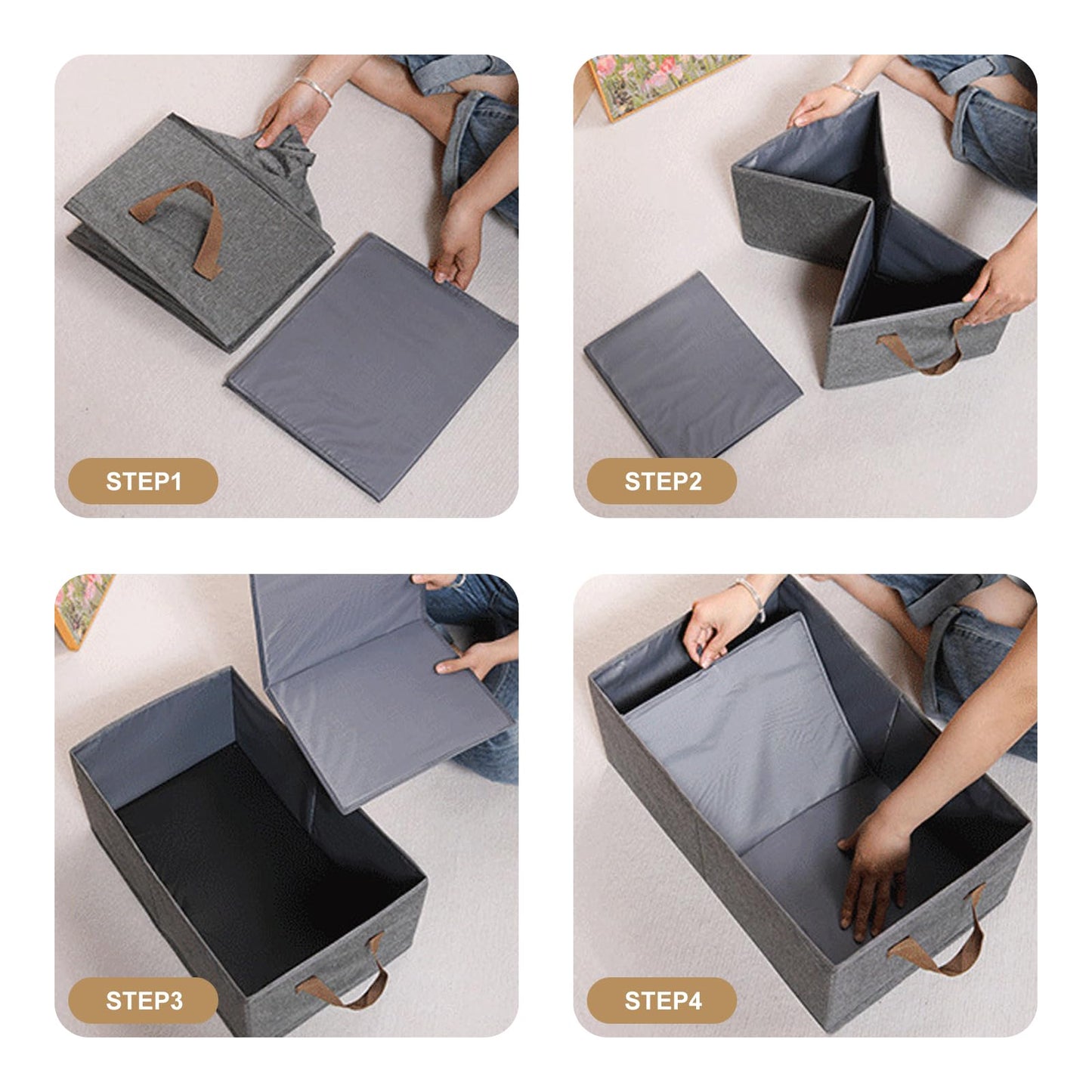 Pack of 3 Large Capacity Storage Bins Closet Organizer Sturdy Foldable Fabric Storage Boxes for Organizing Clothing,Sheets,Toys,Shelves Basket Storage Bin With Handles