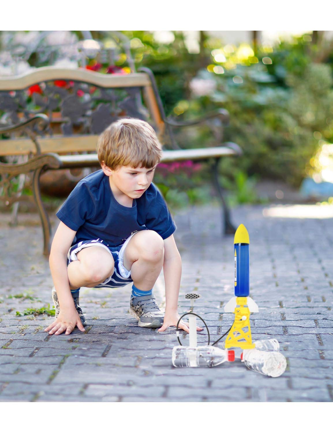 PLAYSTEM Outdoor Water Powered Rocket Physics Learning Set-with Tail, Body and Pump DIY Rocket Science Experiment Kit- Space STEM Outdoor Toys Gift for Kids,Teens, Boys & Girls