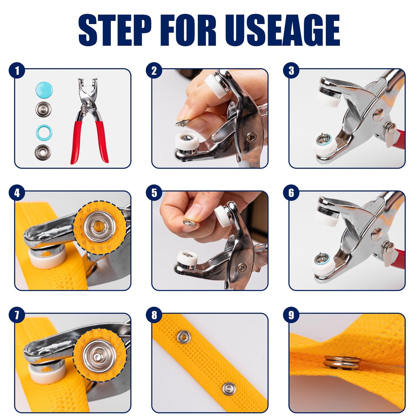 200 Sets Snap Button Kit, 9.5mm 10 Colors Snaps for Fabric, Snap Fastener Tool, Ideal for DIY Buttons for Clothes (100 Hollow and 100 Solid)