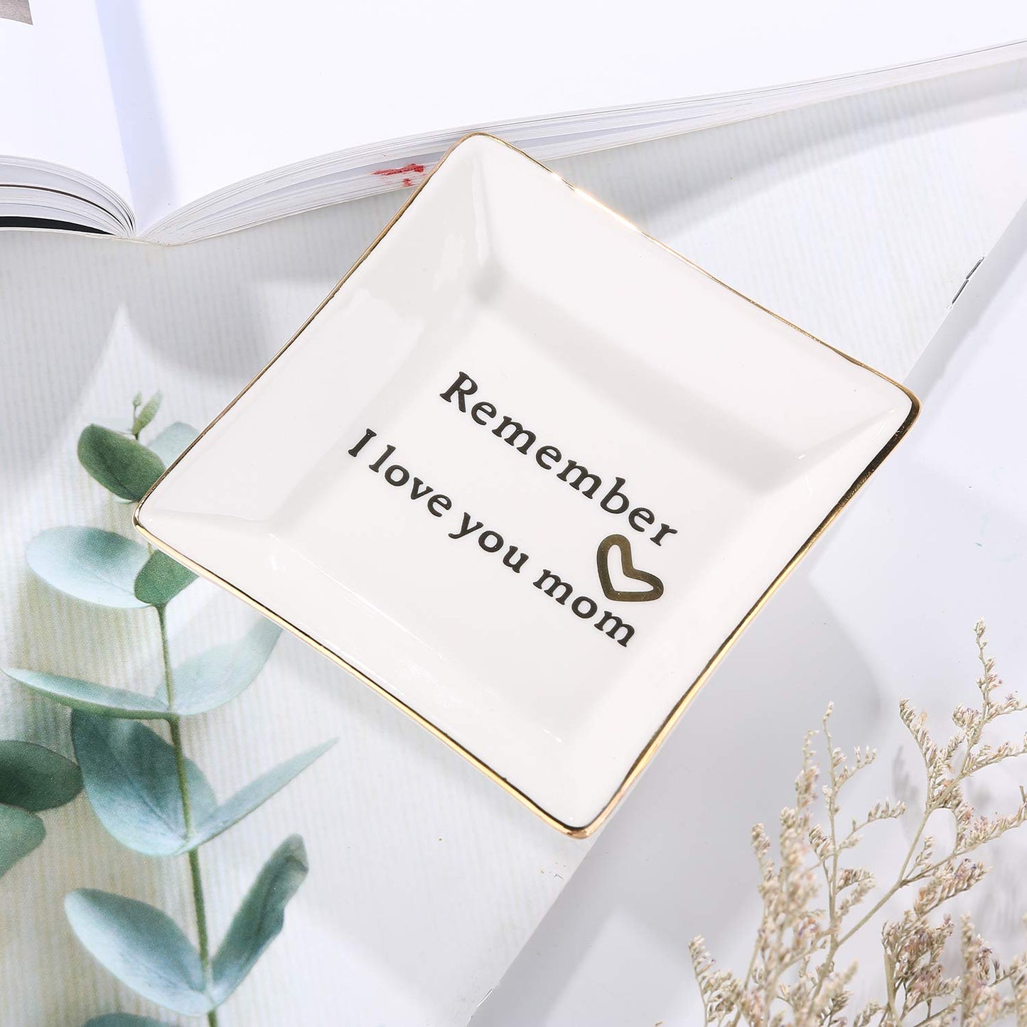 Ceramic Ring Dish Jewelry Tray-Mom Gifts, Remember I Love You Mom - Birthday, Mother's Day, Christmas Gifts for Mom