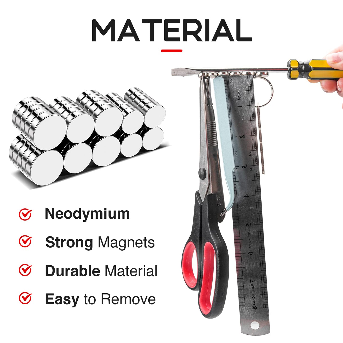 VSKIZ 50Pcs Fridge Magnet, 3 Different Size Small Magnets, Rare Earth Magnet Strong Neodymium Magnets for Whiteboard Crafts DIY Office