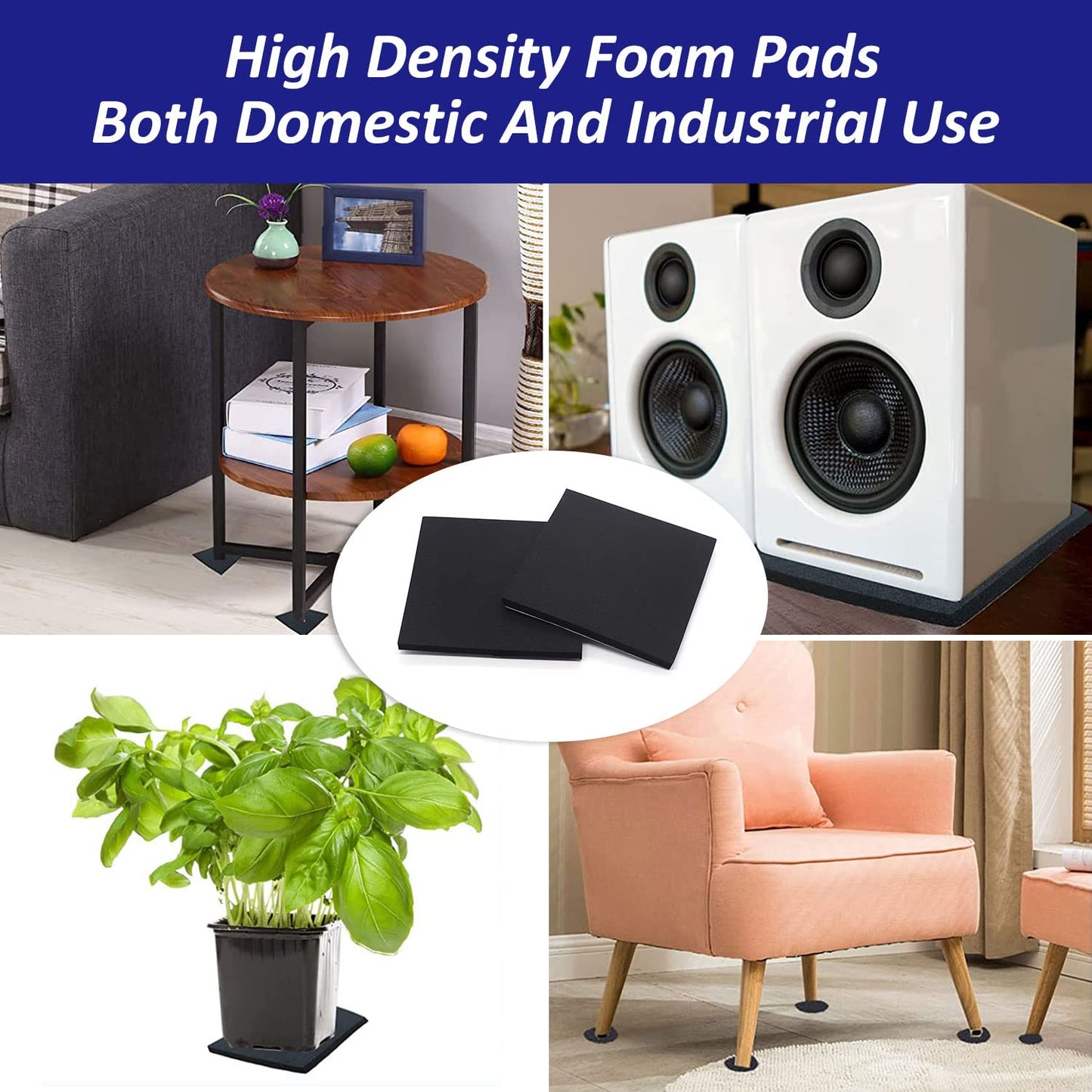 Foam Padding Sheets with Adhesive Backing - Self Stick Neoprene Insulation Foam,8PCS 1/4 Inch Thick X 4 Inch Long X 4 Inch Wide - Closed Cell Foam Sheet Square Pad