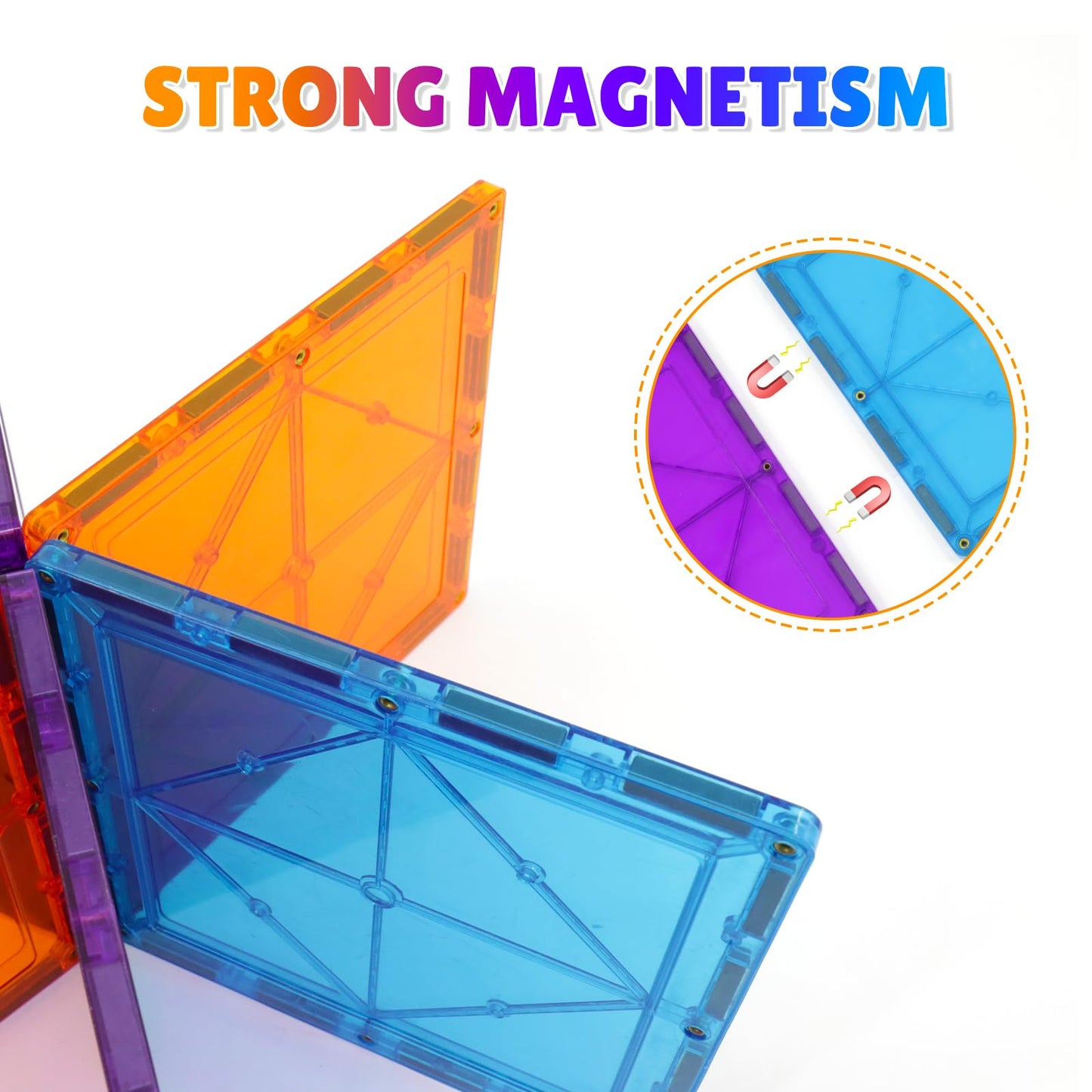 NEOFORMERS 6 Piece Magnetic Tiles Set Large Square Shape Magnet Building Block Construction Toy STEM Learning Kit Educational Playset Playboard (NF-06 Set)