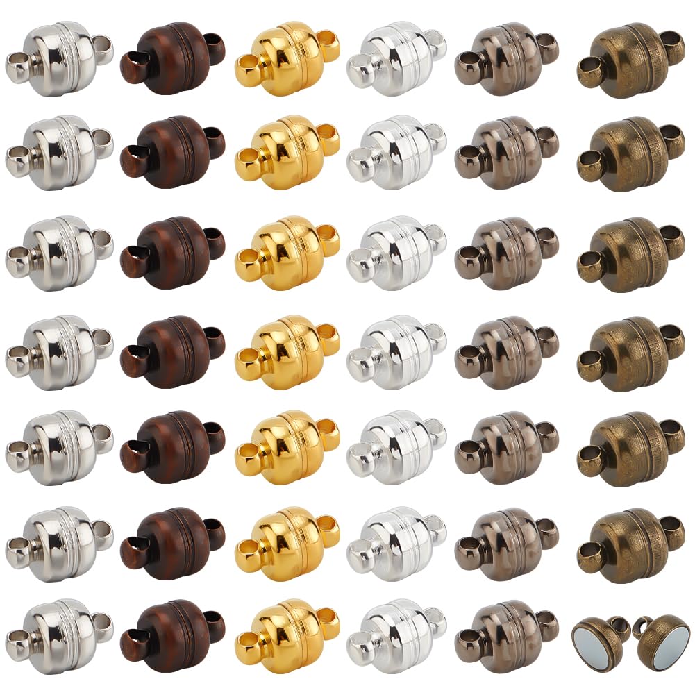 PH PandaHall 100 Sets Magnetic Clasps Mixed Color Necklace Bracelet Clasps Oval Brass Magnet Converter Jewelry Clasp Extenders Locking Clasp for Bracelet Necklace Jewelry Making, 11x7mm