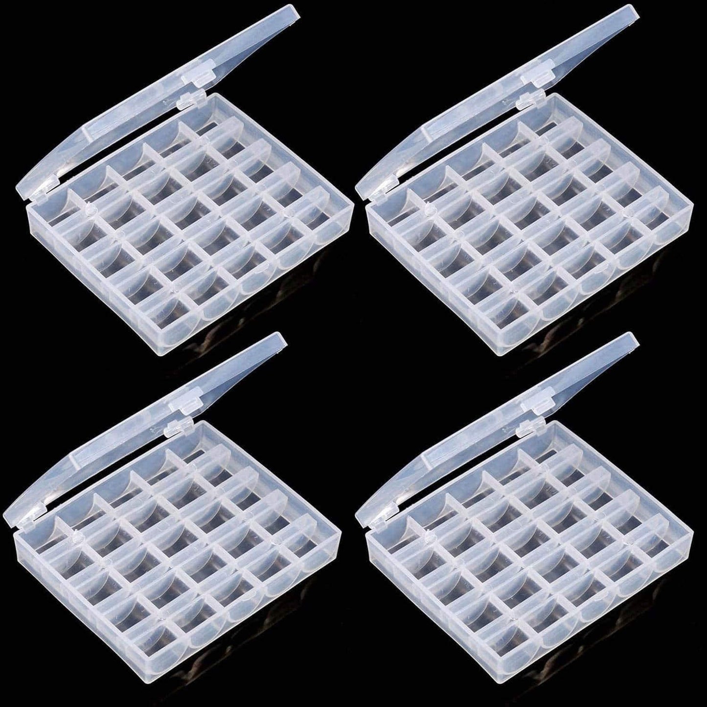 Bobbin Box,Machine Bobbin Organizer Plastic Case,Transparent 25 Slots Empty Bobbins Spools Box，Sewing Craft Plastic Case Storage Box for Sewing Machine