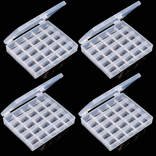 Bobbin Box,Machine Bobbin Organizer Plastic Case,Transparent 25 Slots Empty Bobbins Spools Box，Sewing Craft Plastic Case Storage Box for Sewing Machine