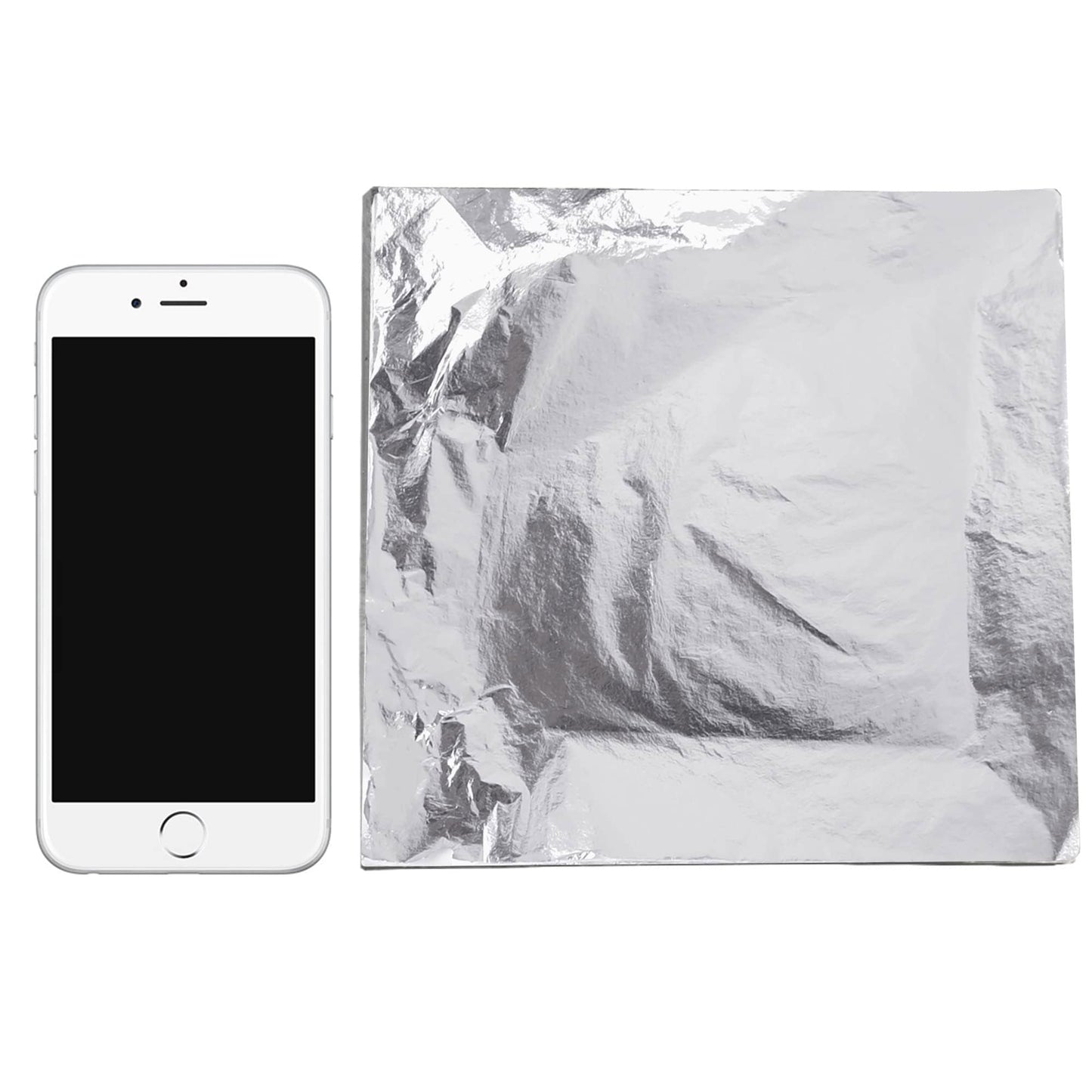 Silver Leaf Sheets,14cm 100pc Gold Leaf Foil, Gilding Silver Foil for Nail, Art Crafts, Home Decoration, Furniture,Painting