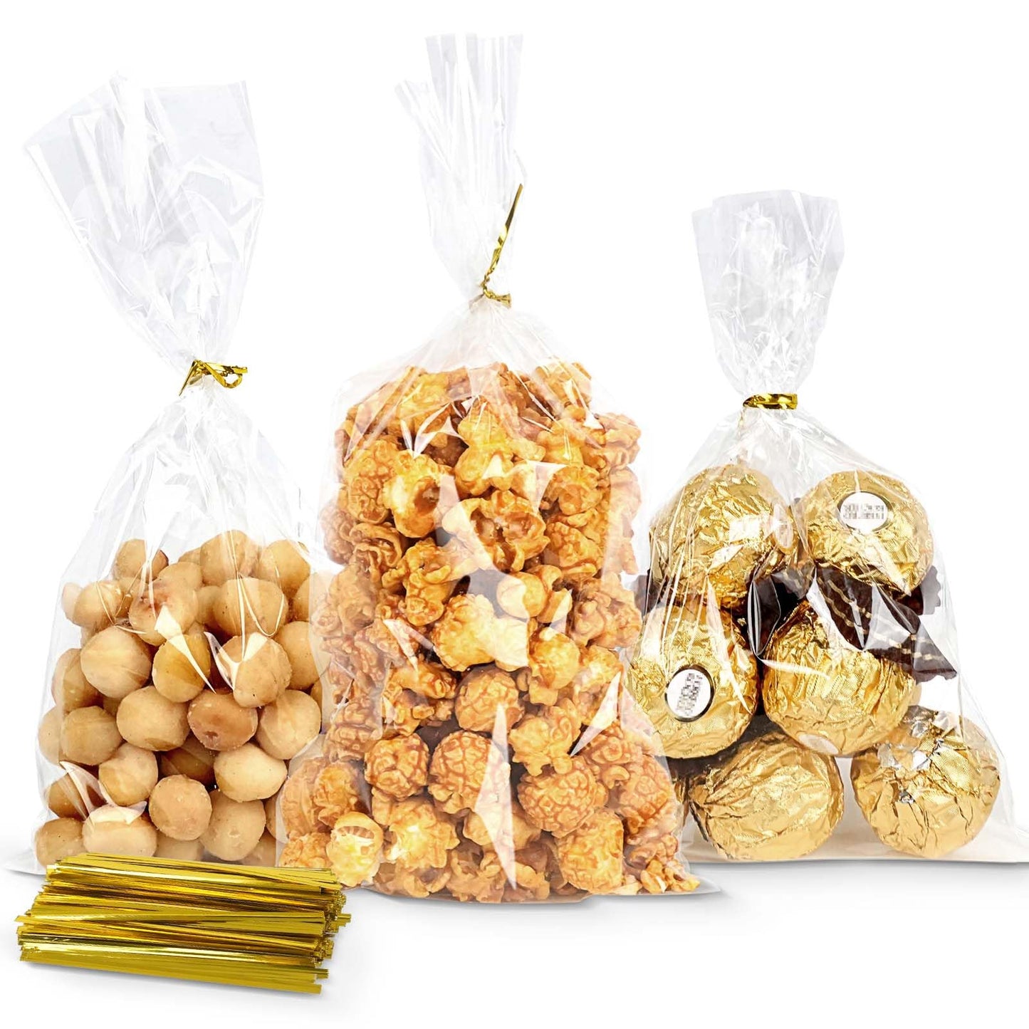 200 Count Poly Treat Bags with 4" Twist Ties Assorted Colors 2.4mils Thickness OPP Plastic Bags of Candy Cookie Treat (4" X 6")