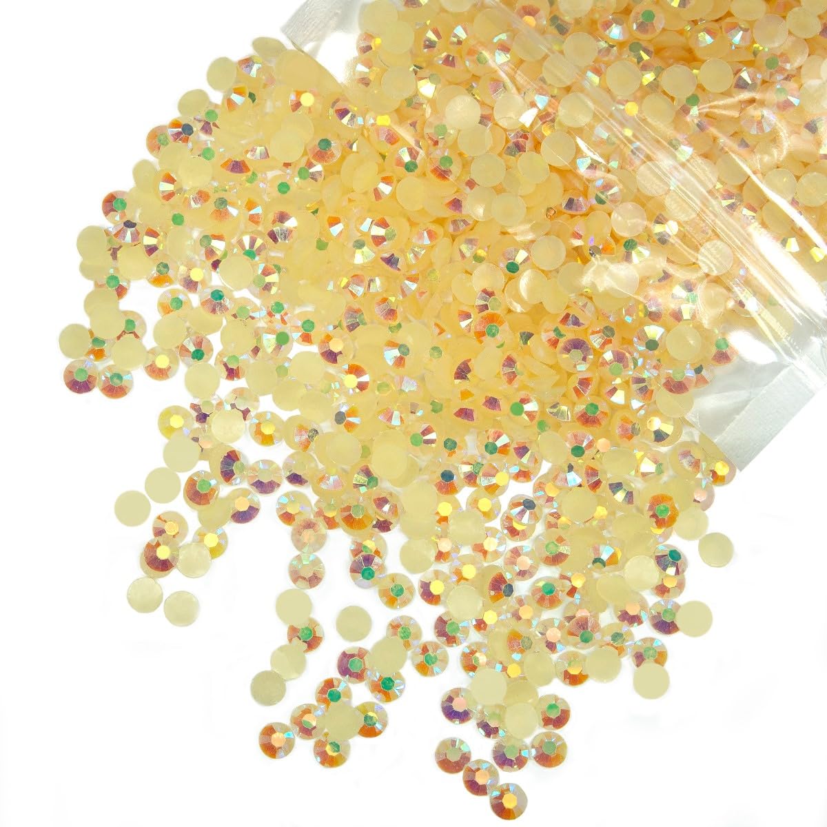 qiipii 3000PCS 4mm Champagne AB Resin Rhinestones for Crafting Light Yellow AB Flatback Jelly Stones Bulk SS16 Diamonds Gems Chams for Nails Face Eye Makeup Tumblers DIY Crafts Decor Clothes Shoes