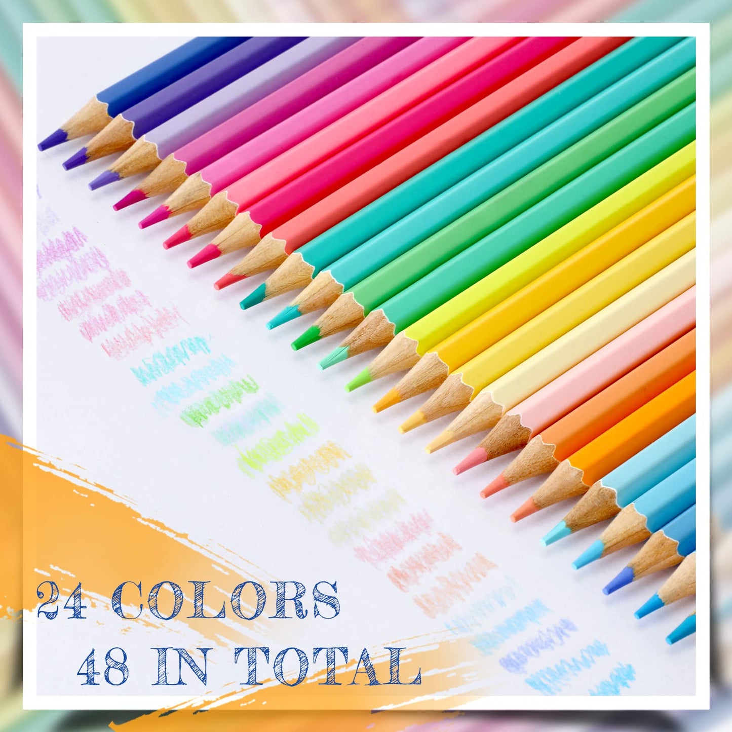 48 Packs Colored Pencils Oil Pencils Soften Wood Pen for Adult Artists Beginners Drawing Sketching Supplies(Macaron Color)