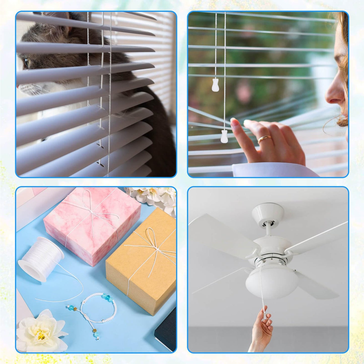 Anezus White Nylon String for Bracelets, 0.8mm Nylon Thread Braided Nylon Cord Wind Chime Outdoor Twine String for Beading, Necklaces, Blinds, DIY Craft, Jewelry Making