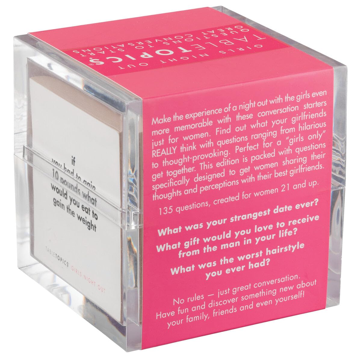 TableTopics Girls Night Out Question Card Game - 135 Spicy Conversation Starter Cards, Girls Night Game for Adult Friends, Bachelorette Parties