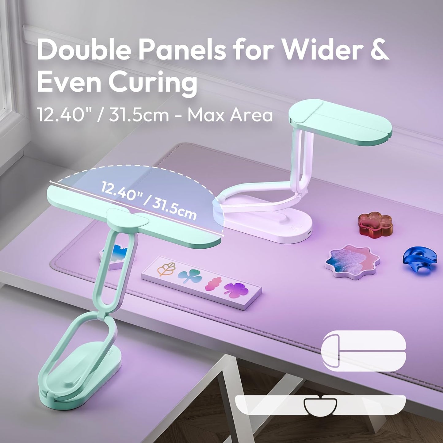 UV Light for Resin Curing, 54W UV Resin Light Lamp, Wireless & Foldable, 3-in-1 Uses for Molds, DIY Craft Deco (Mini Green)
