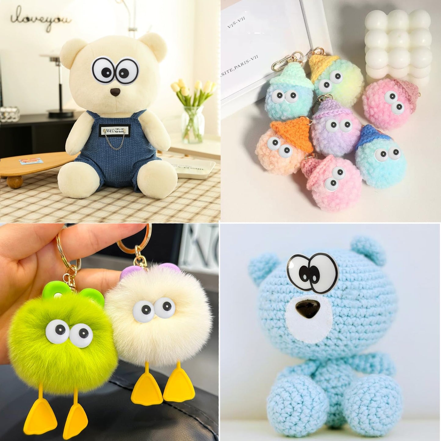 Zhbrchz 120pcs 14mm-38mm Plastic Safety Eyes Cartoon Eyes Crafts Safety Eyes with Washers for Amigurumi Crochet Bears Stuffed Animals DIY Clay Doll Making