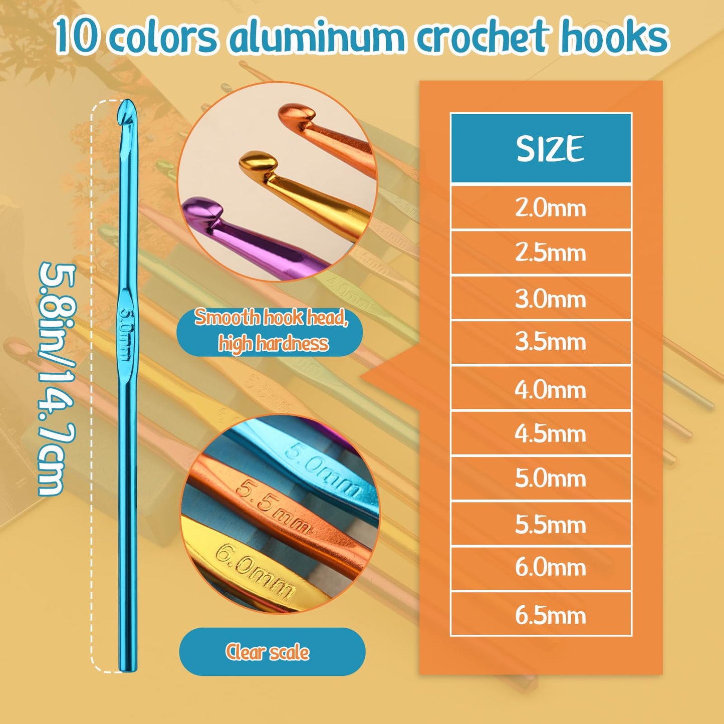 IMZAY 110 Pcs Crochet Hooks Set, Crochet Kit Crochet Hooks Kit with Storage Case, Ergonomic Knitting Needles Blunt Needles Stitch Marker DIY Hand Knitting Craft Art Tools for Beginners-Blue