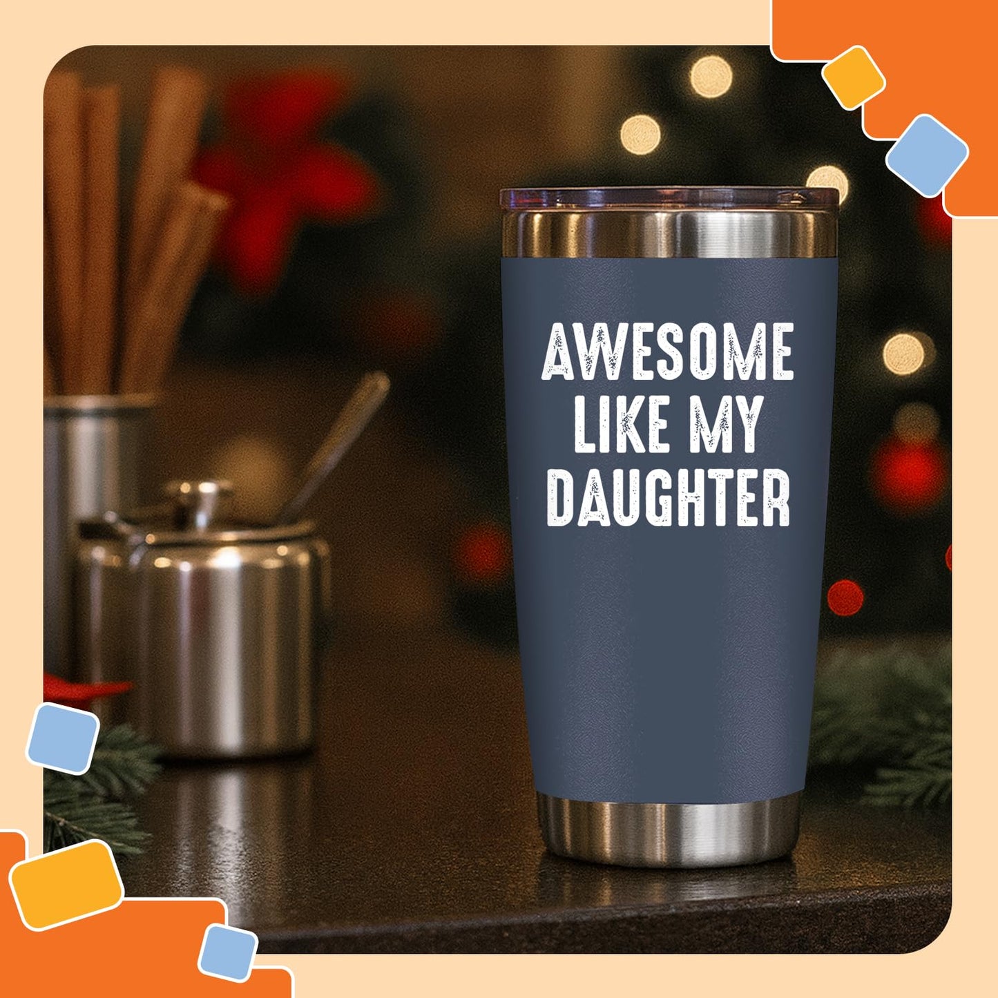 NewEleven Fathers Day Gift For Dad - Cool Dad Gifts From Daughter - Unique Birthday Present Ideas For Father, Husband, Bonus Father, Step Papa, New Papa From Daughter - 20 Oz Tumbler