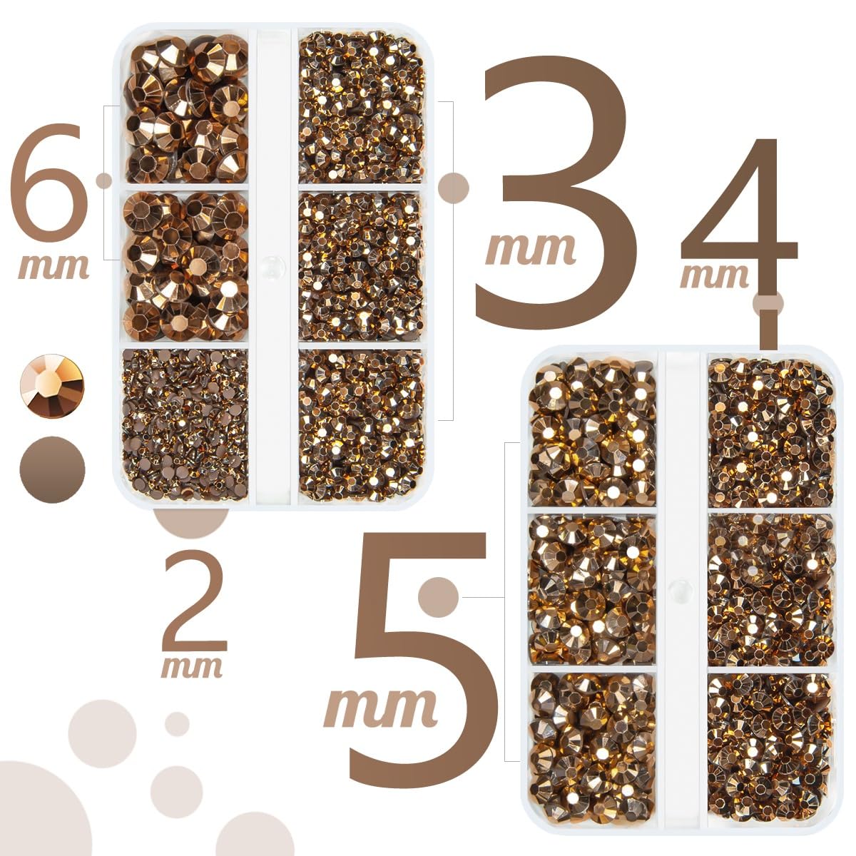 qiipii 3060PCS Retro Brown Resin Rhinestones for Crafting Coffee Flatback Jelly Resin Stones 2mm 3mm 4mm 5mm 6mm Non-Hotfix Old Copper Gems Stones Diamonds Crystals for Tumblers Mugs Bottles Crafts