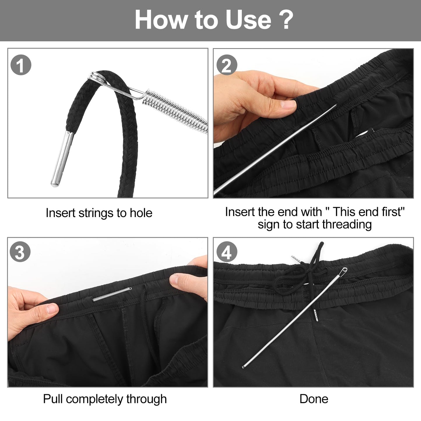 Tudniky 16 PCS Drawstring Threader, Loop Turner Sewing Tool with Flexible Hoodie String Threader and Cord Locks, Easy Drawstring Threader Bodkin Sewing Tool for Shorts Pants Jackets Coats Hoodies