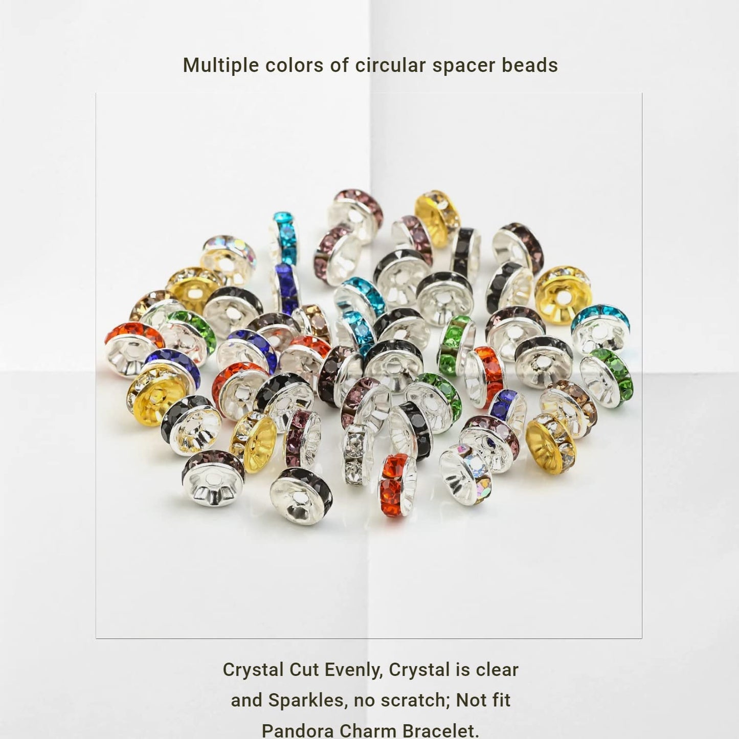 1080Pcs 8mm Rhinestone Spacer Beads, Crystal Glass Beads, Spacer Beads for Jewelry Making, Beads for Jewelry Making Necklaces, Bracelet Pendants, 9 Colors