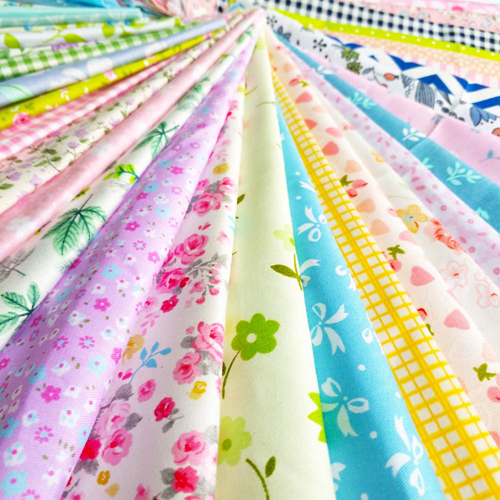 flic-flac 25pcs 12 x 12 inches (30cmx30cm) Cotton Fabric Squares Quilting Sewing Floral Precut Fabric Square Sheets for Craft Patchwork