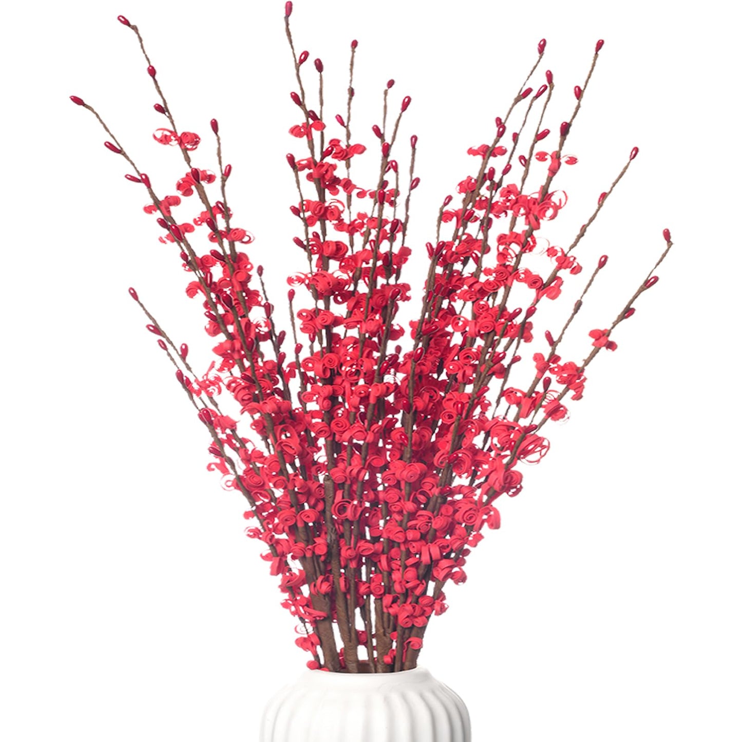 Wolpark 29.5" Long Stem Jasmine Flowers with Mini Berry 5Pcs Red Flowers Artificial Floral Picks for Home Office Wedding Party Decoration