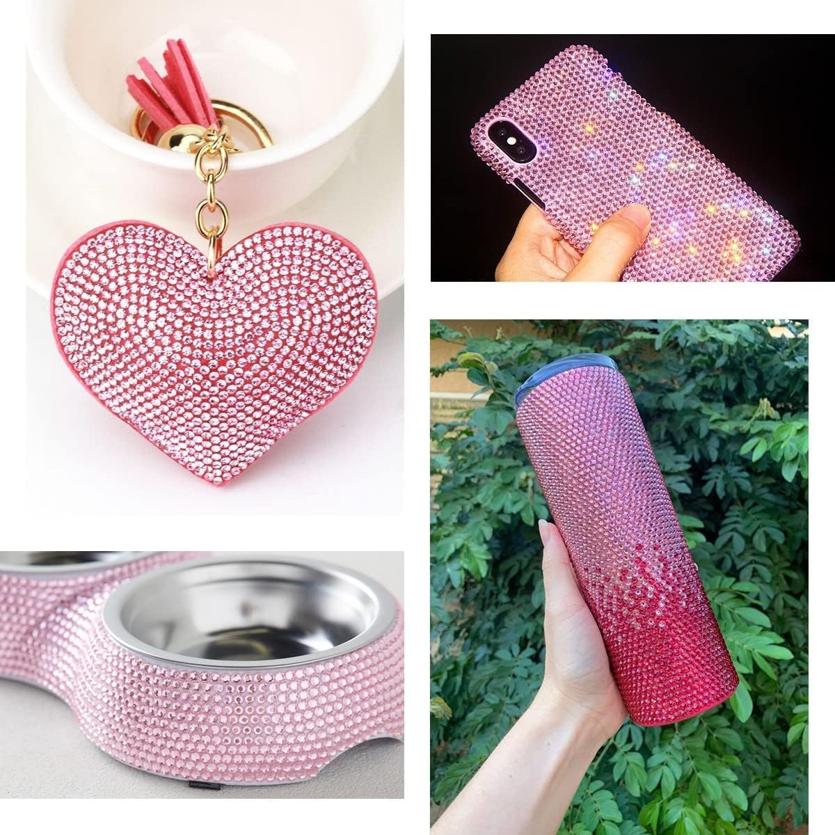 qiipii Light Pink AB Resin Rhinestones w B7000 Glue for Bedazzling Crafting 2mm-6mm Flatback Jelly Stones Diamonds Gems Bedazzler Kit Charms for Nails Face Eyes Makeup Tumblers Bottles Crafts Shoes