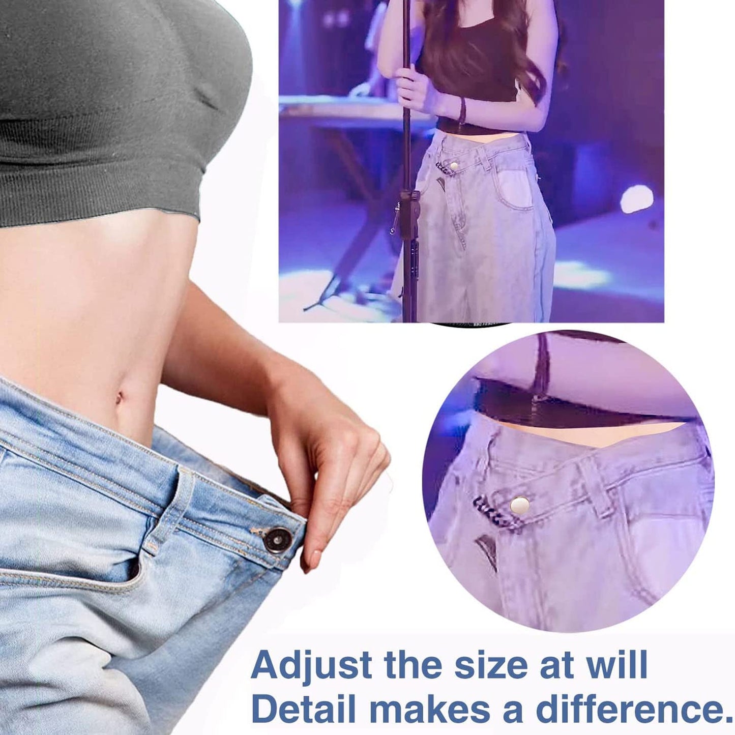 8 Sets of 17 mm Pants Button, Jean Buttons Pins for Loose Jeans, Adjustable Button for Jeans, Reusable and Adjustable Metal Pants Button Tightener